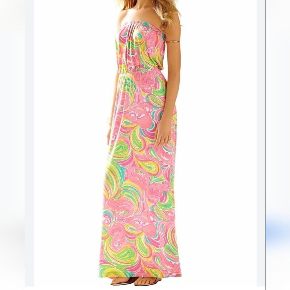 Lilly Pulitzer Pink and Green Maxi Dress